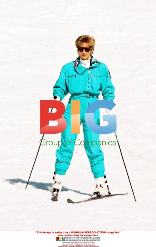 Lady Diana and Princes William and Harry on Winter Holiday