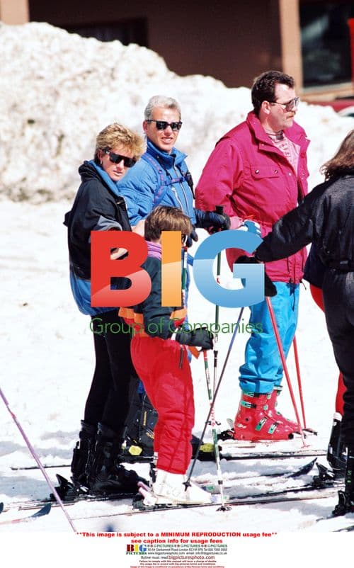 Lady Diana and sons on winter holiday