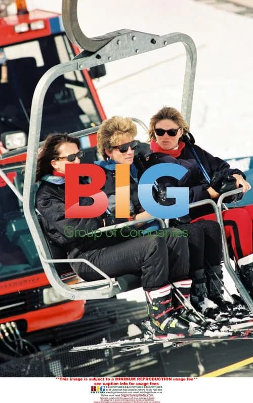 Lady Diana and sons on winter holiday