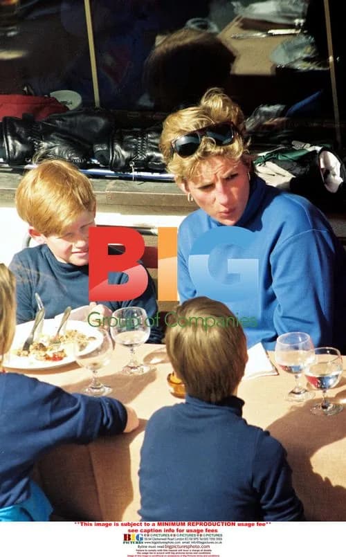 Lady Diana and sons on winter holiday