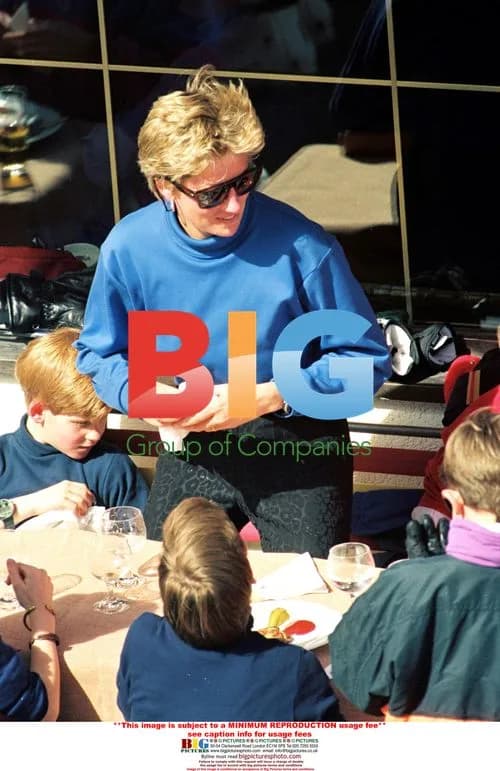 Lady Di and Sons on Winter Sport Holiday