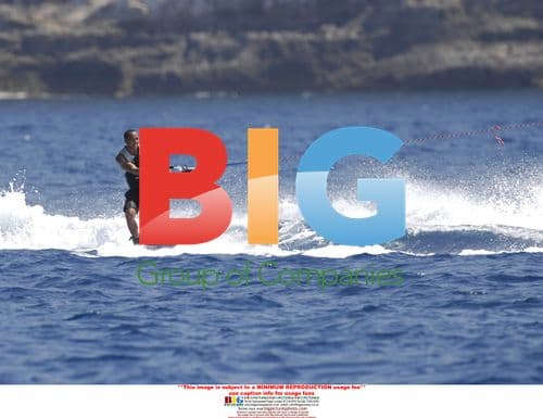 Lewis Hamilton water skiing with friends