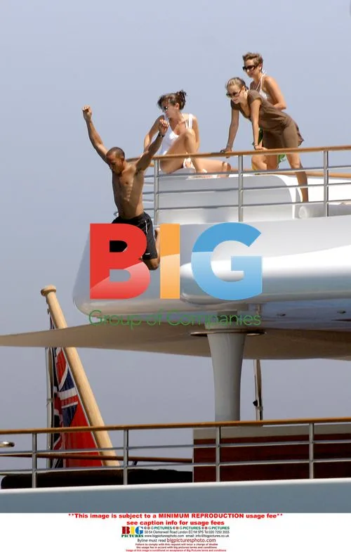 Lewis Hamilton and friends on boat