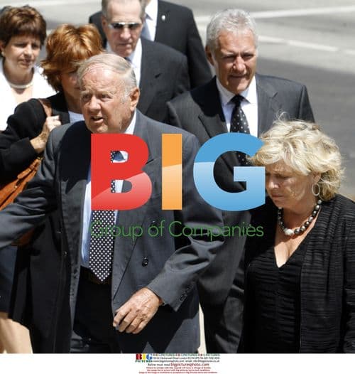 Dick Van Patten and Alex Trebek at Merv Griffin's Funeral