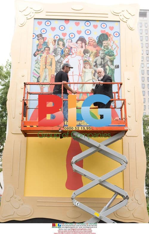 Sir Peter Blake Creating Coca-Cola Artwork on South Bank