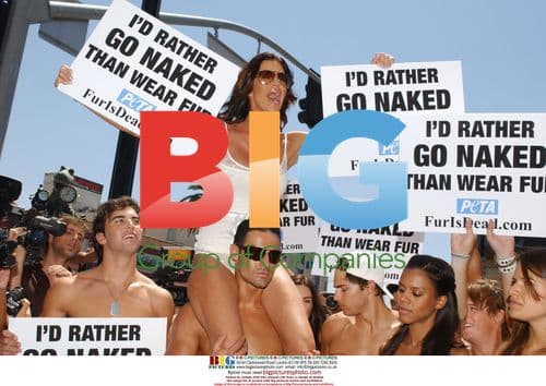 Janice Dickinson Protests With PETA on Hollywood Blvd