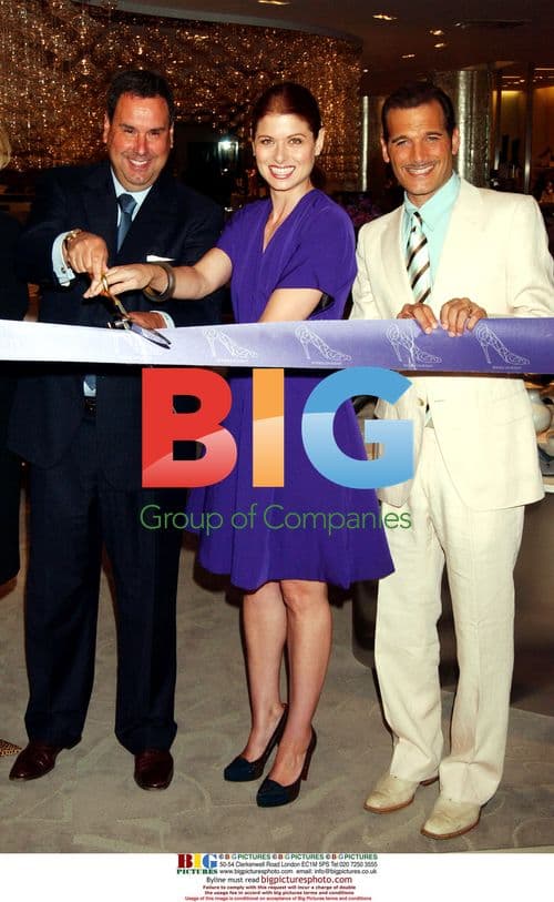 Ron Frasch, Debra Messing, Phillip Bloch at SAKS Shoe Floor Unveiling