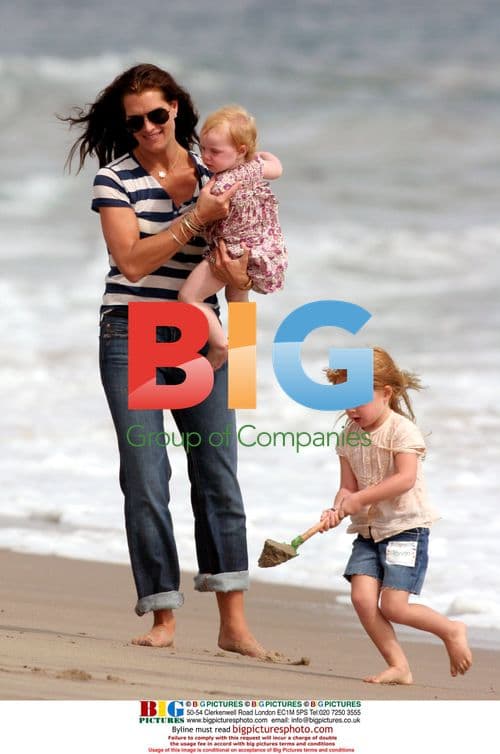 Brooke Shields with daughters at Malibu beach