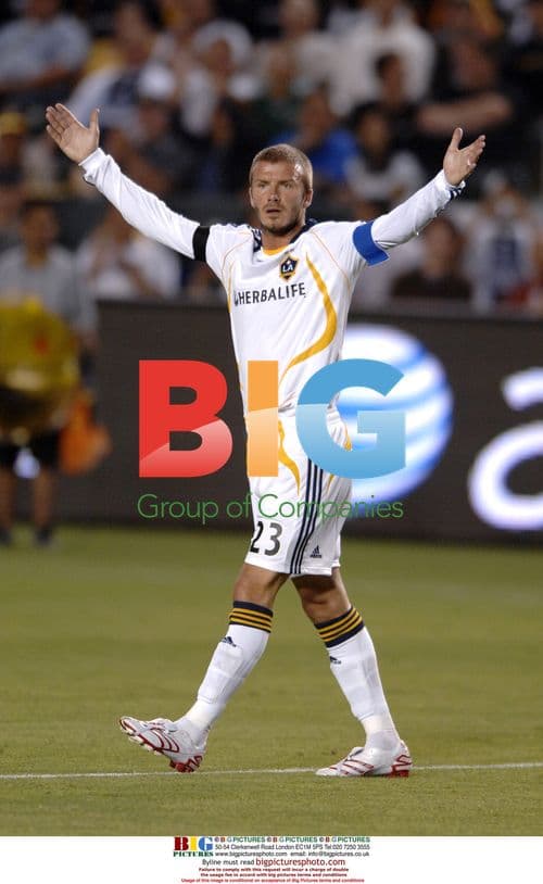 David Beckham reacts during SuperLiga match