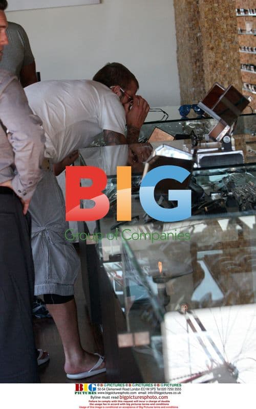 David Beckham with son Brooklyn shopping