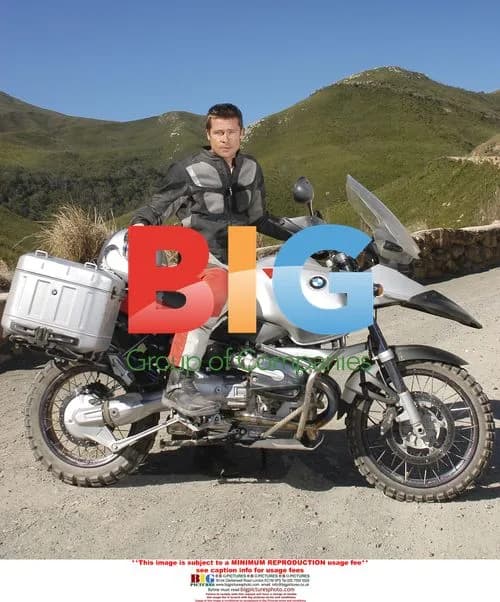 Brad Pitt tries out BMW motorcycle in Cape Town