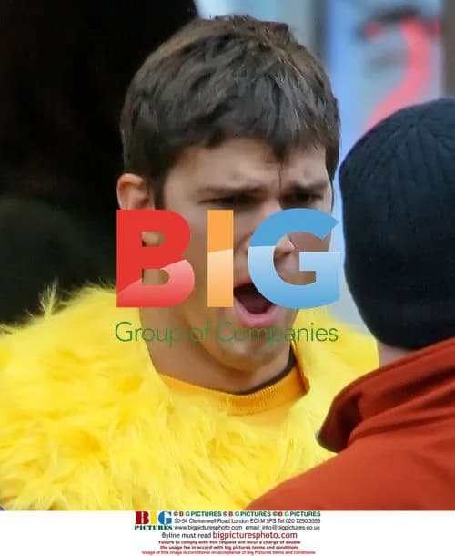 Ashton Kutcher as Angry Chicken on Set