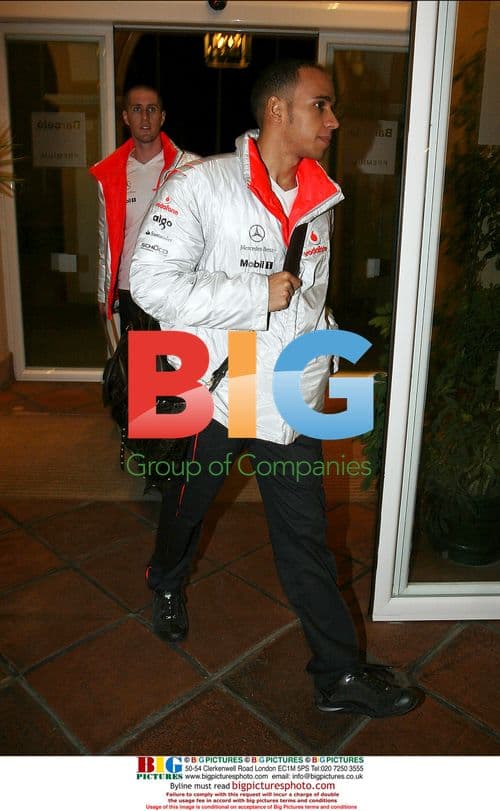 Lewis Hamilton Arrives at Hotel in Jerez