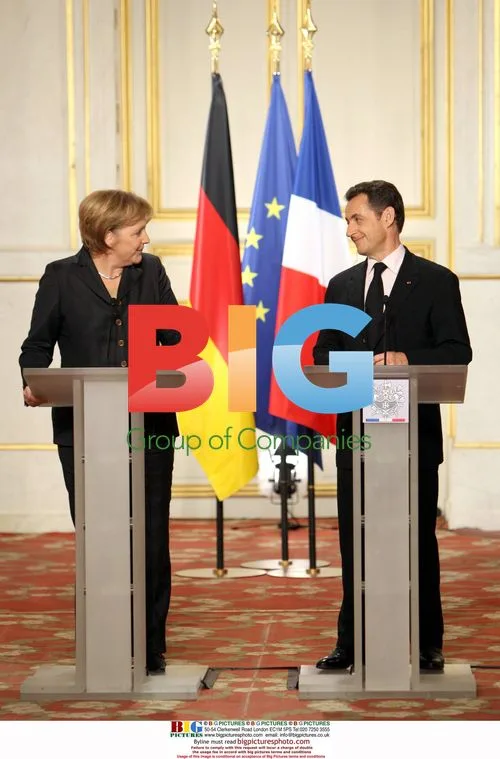 Nicolas Sarkozy and Angela Merkel at Palais de l'Elysee