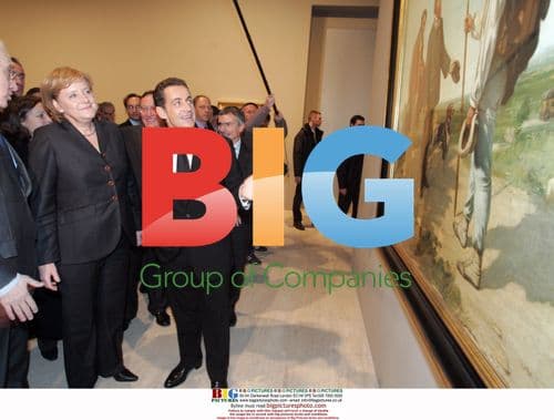 Sarkozy and Merkel Tour Courbet Exhibition