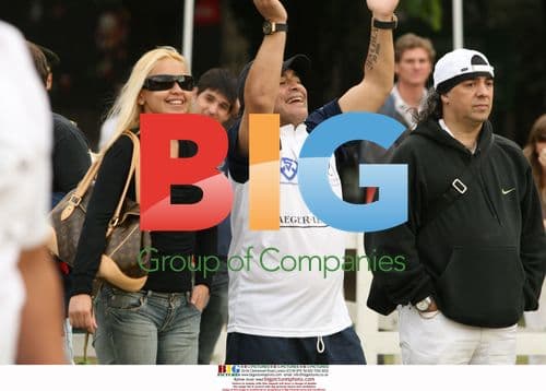 Maradona at Argentine Polo Final with Girlfriend and Friend