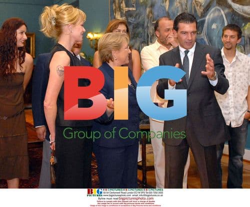 Antonio Banderas and Melanie Griffith meet Chile's president