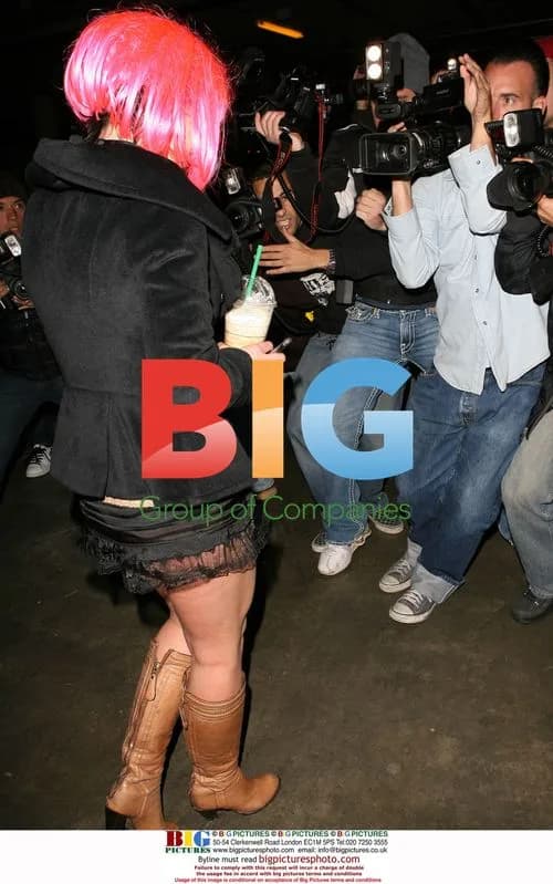 Britney Spears Wears Pink Wig, Short Dress