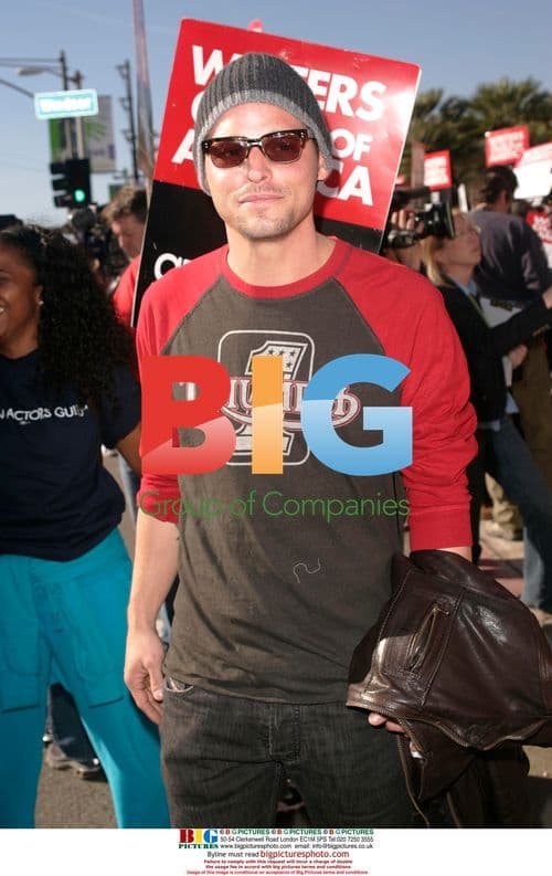 Justin Chambers on Writers Strike Picket Line