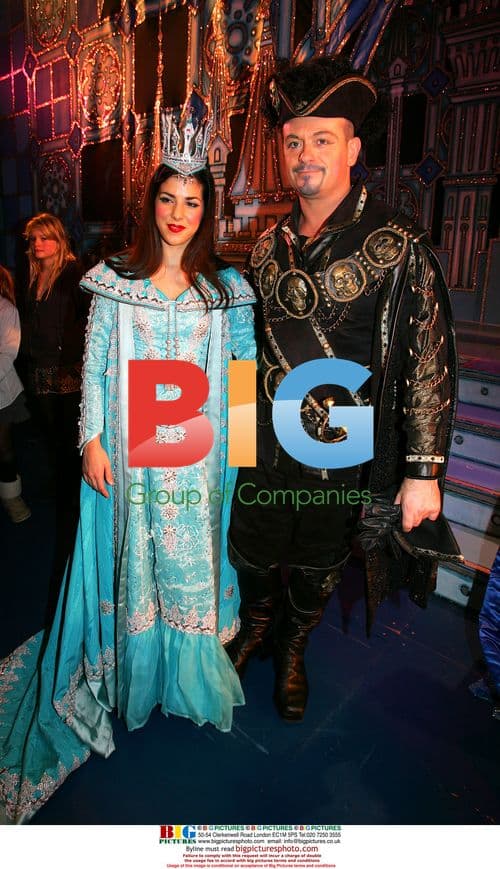 Celebrities at "Snow White" panto in London