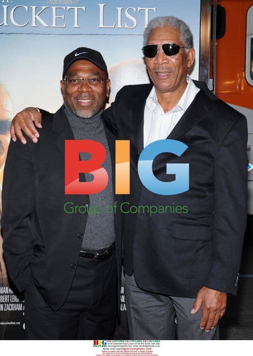 Morgan Freeman and son at The Bucket List premiere