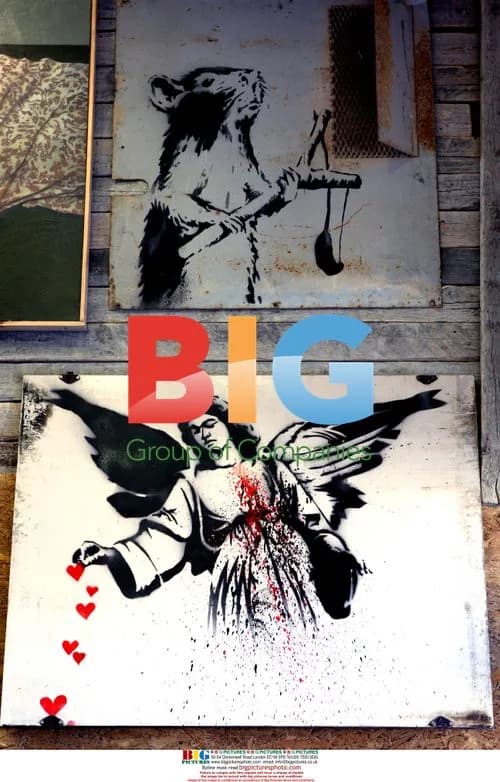 Banksy's 'Rat and Angel' Mural in Bethlehem