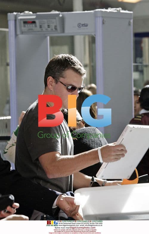 Matt Damon Departs LAX with Family