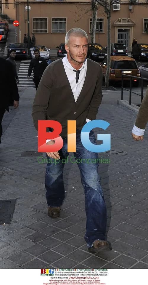 David Beckham Arrives at Favorite Restaurant in Madrid