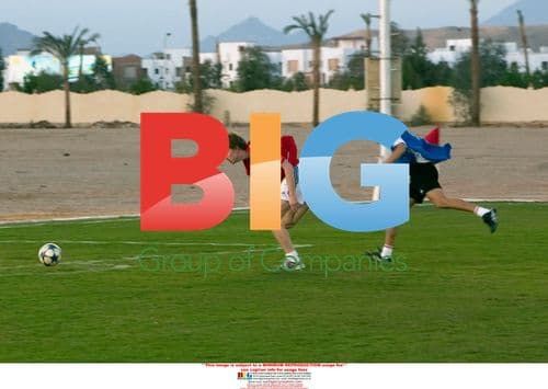 Tony Blair and son playing football in Egypt