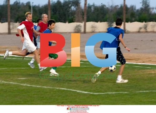 Tony Blair and son playing football in Sharm El Sheikh