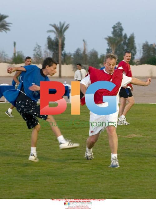 Tony Blair and son Euan playing football in Sharm El Sheikh