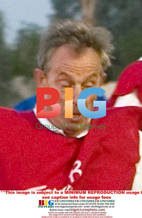 Tony Blair and son playing football in Sharm El Sheikh