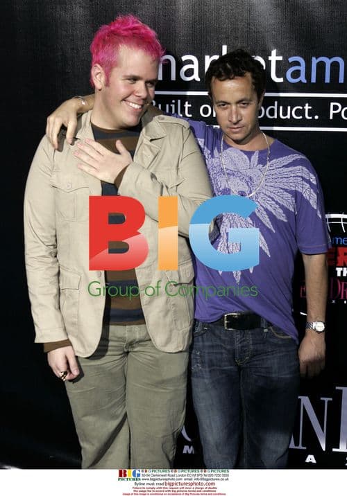 Perez Hilton and Pauli Shore at Super Bowl XLI party