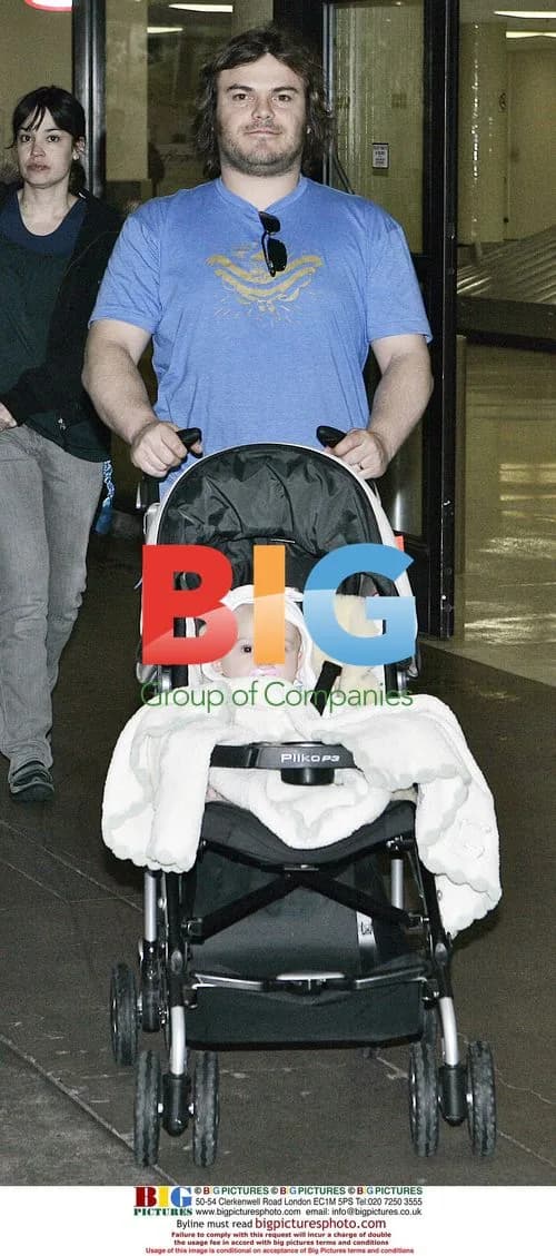 Jack Black arrives back to LA with family