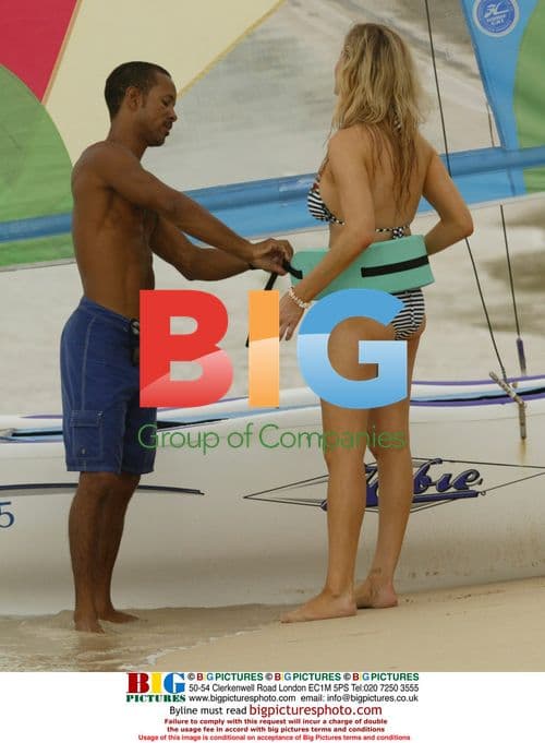 Abi Titmuss Windsurfing in Caribbean