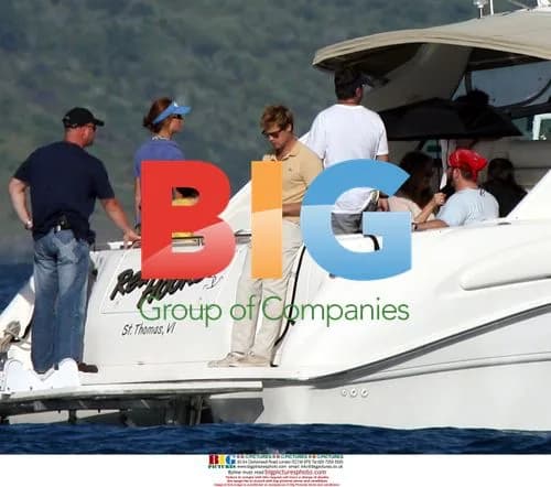 Brad Pitt Boating in Virgin Islands