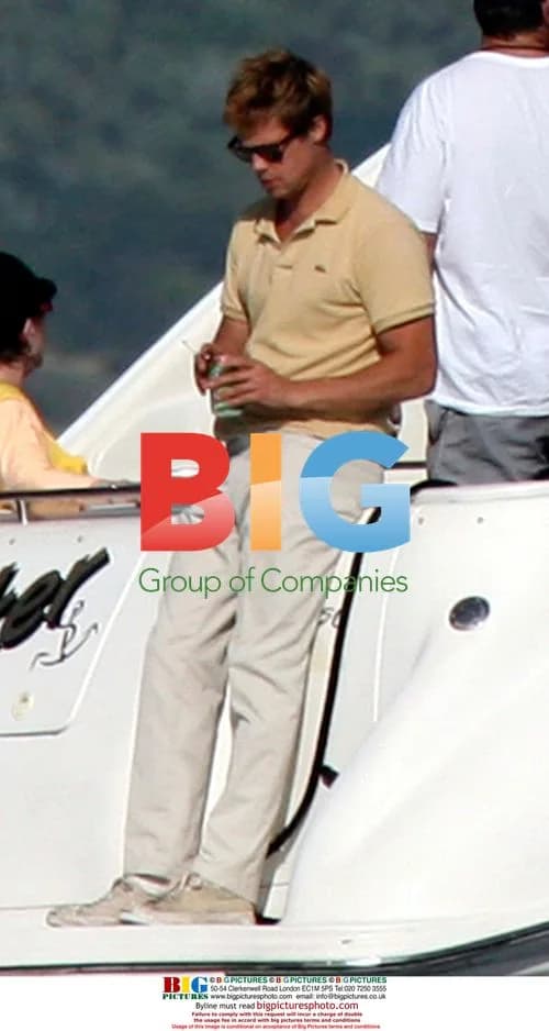 Brad Pitt on boat in Virgin Islands