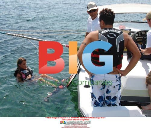 Jordan and Peter Andre Parasailing in Greece