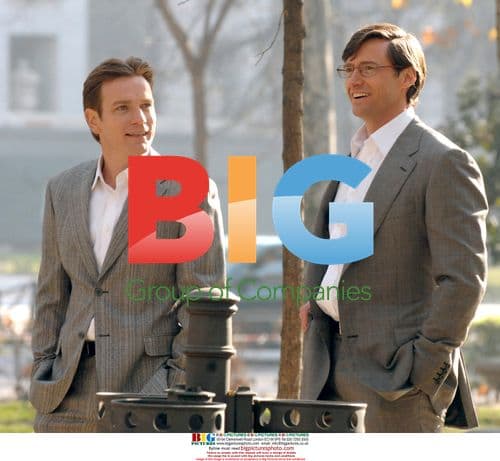 Actors Hugh Jackman, Ewan McGregor and Michelle Williams on set in Madrid