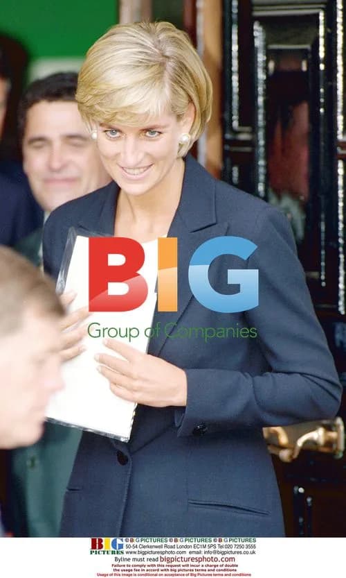 Diana, Princess of Wales leaving Royal Geographical Society
