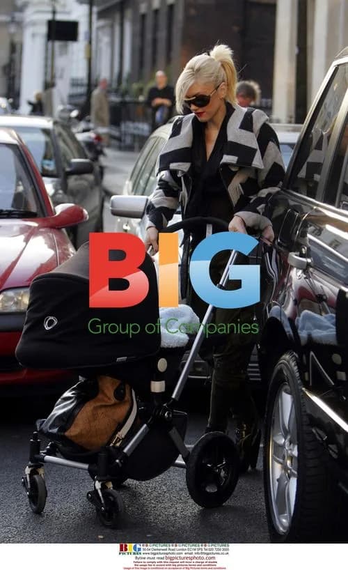 Gwen Stefani helps Gavin with pushchair
