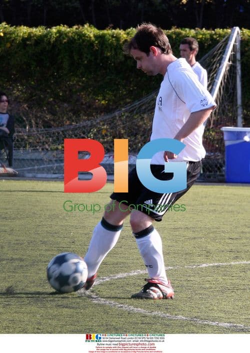 Declan Donnelly plays soccer with Robbie Williams team