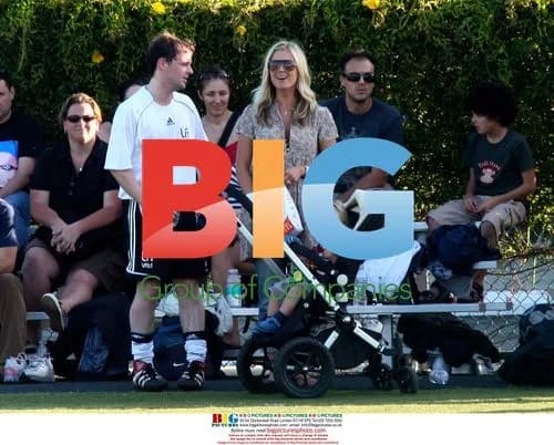 Declan Donnelly plays soccer with Robbie Williams team