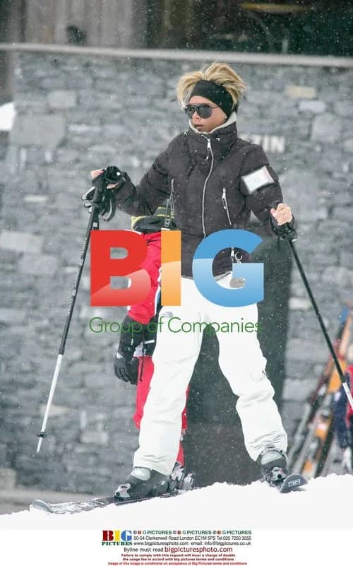 Victoria Beckham Skis with Family in Courchevel