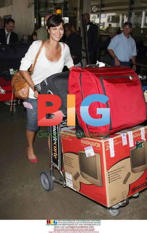 Catherine Bell Arrives at LAX with Luggage