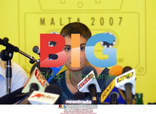 Sinead O'Connor at press conference in Poznan