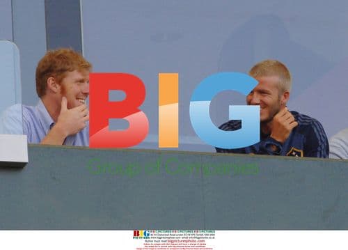 Alexi Lalas and David Beckham in luxury box