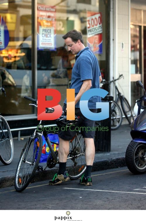 David Cameron Rides Bike in London
