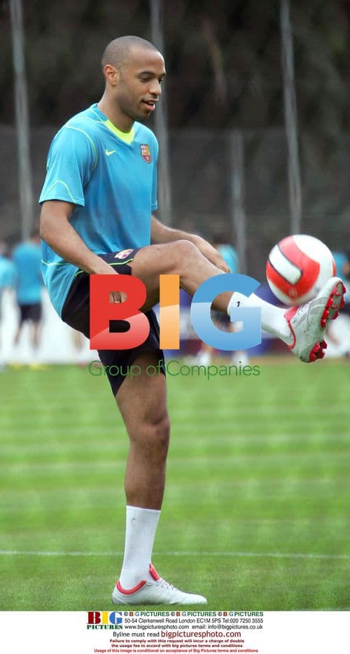 Thierry Henry Trains with Barcelona