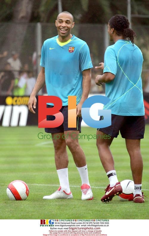 Thierry Henry Trains with Barcelona